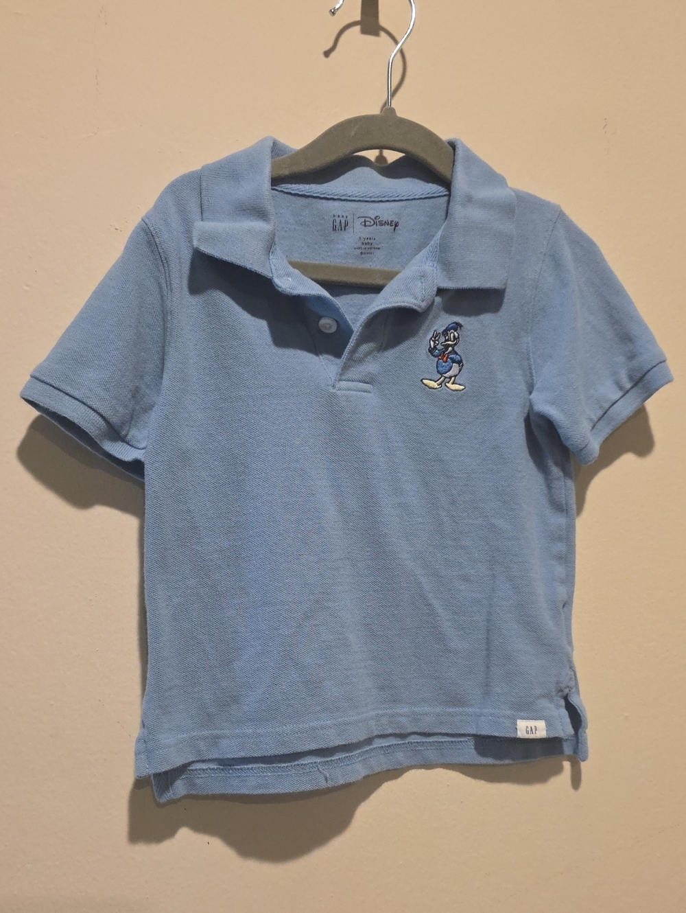 GAP Blue Kids Polo Shirt with Donald Duck Embroidery Size 3 T Baby Gap
